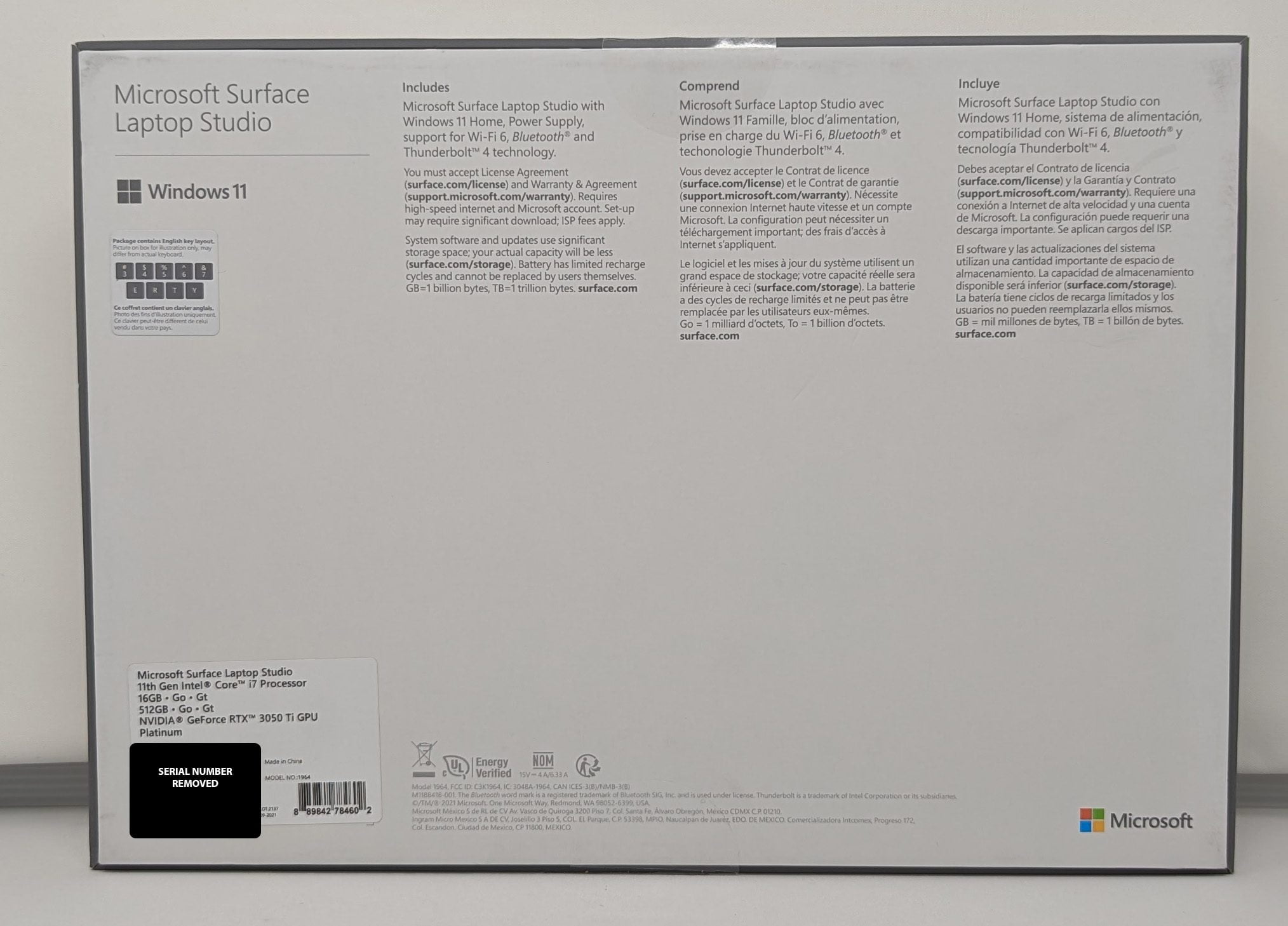 Microsoft Surface Studio Laptop on White Background in Box