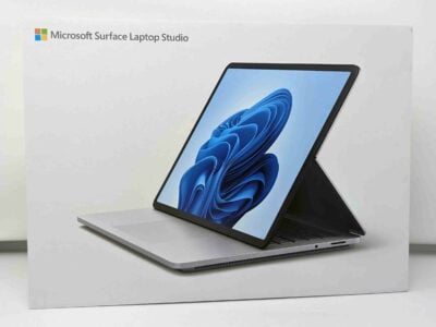Microsoft Surface Laptop Studio in box on white backgroun