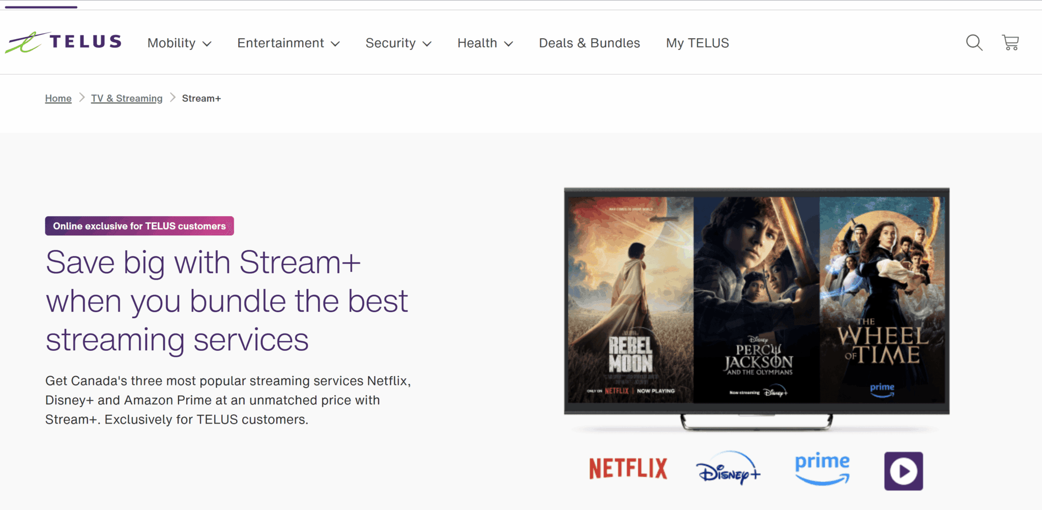 Stream Telus Stream+ adds Amazon Prime and Disney+ to bundle - TheConsumR.com
