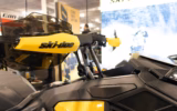 Close-up of Ski-Doo snowmobile features